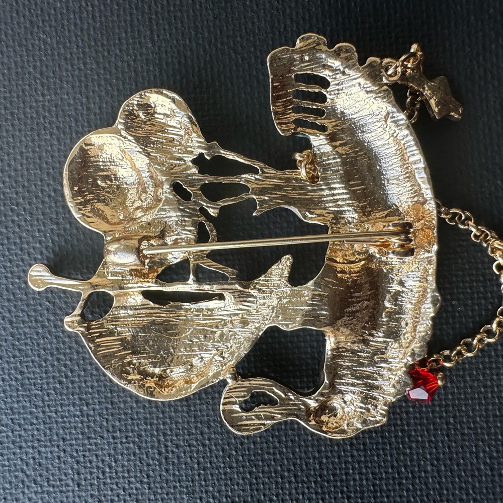 Whimsical Gold and Pink Enamel Brooch - Picture 3 of 5